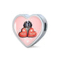 St. Bernard Dog Print Heart Charm Steel Bracelet