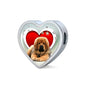 Tibetan Mastiff Print Heart Charm Steel Bracelet