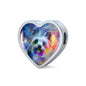 Yorkie Art Print Heart Charm Steel Bracelet