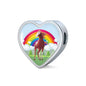 American Paint Horse Print Heart Charm Steel Bracelet