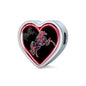 Horse Pink Art Print Heart Charm Steel Bracelet