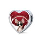 Chihuahua Print Heart Charm Steel Bracelet