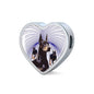 Doberman Pinscher Print Heart Charm Steel Bracelet