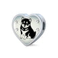 Shiba Inu Dog Print Heart Charm Steel Bracelet