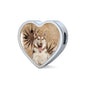 Siberian Husky Print Heart Charm Steel Bracelet