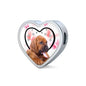 Bloodhound Print Heart Charm Steel Bracelet