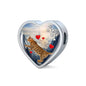 California Spangled Cat Print Heart Charm Steel Bracelet