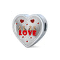 Yorkie Love Print Heart Charm Steel Bracelet