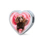 Boykin Spaniel Print Heart Charm Steel Bracelet