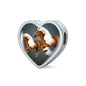 Haflinger Horse Art Print Heart Charm Steel Bracelet