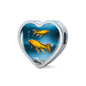 Butterfly Koi Fish Print Heart Charm Steel Bracelet