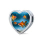 Common Goldfish Print Heart Charm Steel Bracelet