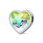 Cockatiel Parrot Art Print Heart Charm Steel Bracelet
