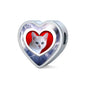 Burmilla Cat Print Heart Charm Steel Bracelet