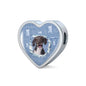 Spanish Water Dog Print Heart Charm Steel Bracelet