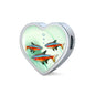 Neon Tetra Fish Print Heart Charm Steel Bracelet
