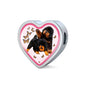 Tibetan Mastiff Dog Print Heart Charm Steel Bracelet