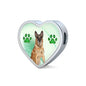 Belgian Malinois Print Heart Charm Steel Bracelet