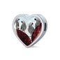 African Grey Parrot Print Heart Charm Steel Bracelet