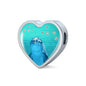 Dolphin Fish Print Heart Charm Steel Bracelet