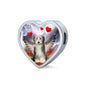 Bearded Collie Print Heart Charm Steel Bracelet