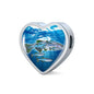 Slender Danios Fish Heart Charm Steel Bracelet
