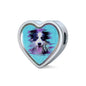 Border Collie Dog Art Print Heart Charm Steel Bracelet