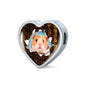Syrian Hamster Print Heart Charm Steel Bracelet