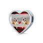 Border Terrier Print Heart Charm Steel Bracelet