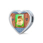 Golden Hamster Art Print Heart Charm Steel Bracelet
