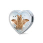 Australian Terrier Print Heart Charm Steel Bracelet