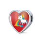 Unicorn Rainbow Print Heart Charm Steel Bracelet