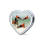 Lovely Common Molly Fish Print Heart Pendant Steel Bracelet