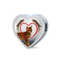 Bengal Cat Print Heart Charm Steel Bracelet
