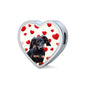 Dachshund Print Heart Charm Steel Bracelet