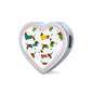 Dachshund Dog Art Print Heart Charm Steel Bracelet
