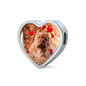 Cute Bordeaux Mastiff Print Heart Charm Steel Bracelet