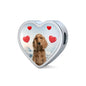 Cocker Spaniel Print Heart Charm Steel Bracelet