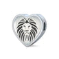 Lion Black&White Art Print Heart Charm Steel Bracelet