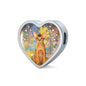 Abyssinian Cat Print Heart Charm Steel Bracelet