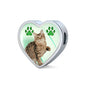 American Bobtail Print Heart Charm Steel Bracelet