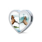 Lusitano Horse Print Heart Charm Steel Bracelet
