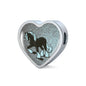 Clydesdale Horse Print Heart Charm Steel Bracelet