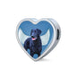 Curly Coated Retriever Print Heart Charm Steel Bracelet
