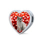 British Shorthair Cat Print Heart Charm Steel Bracelet