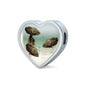 Oscar Fish Print Heart Charm Steel Bracelet
