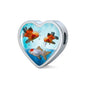 Oranda Fish Print Heart Charm Steel Bracelet