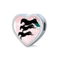 Horse Running Art Print Heart Charm Steel Bracelet