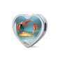 Goldfish Print Heart Charm Steel Bracelet