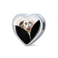 Dalmatian Dog Art Print Heart Charm Steel Bracelet